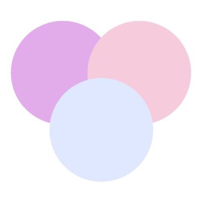Lavender, rose, baby blue