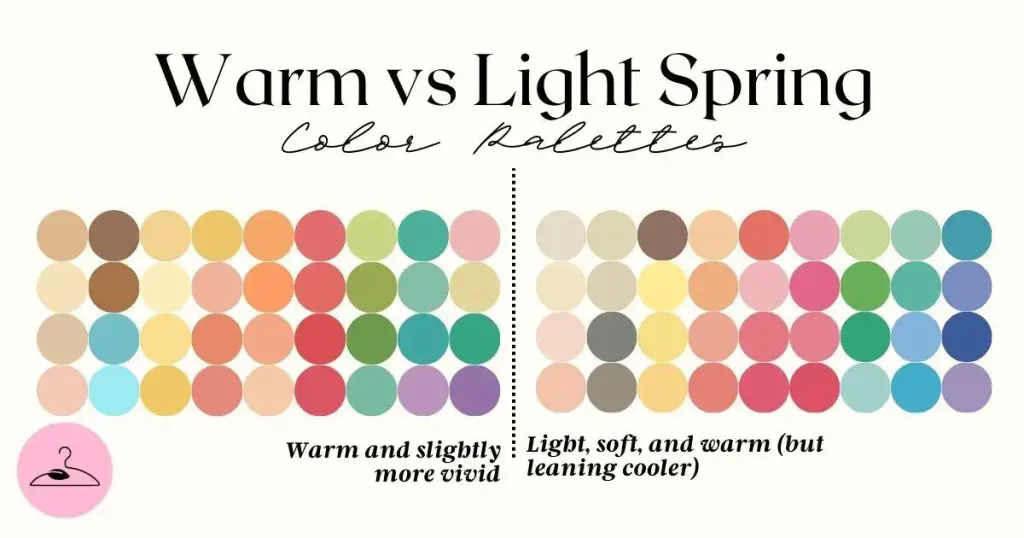 warm spring vs light spring color palettes and their differences