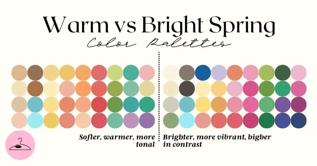 Warm Spring vs Bright Spring color palette