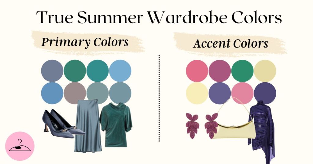 True Summer capsule wardrobe colors for primary and accent shades